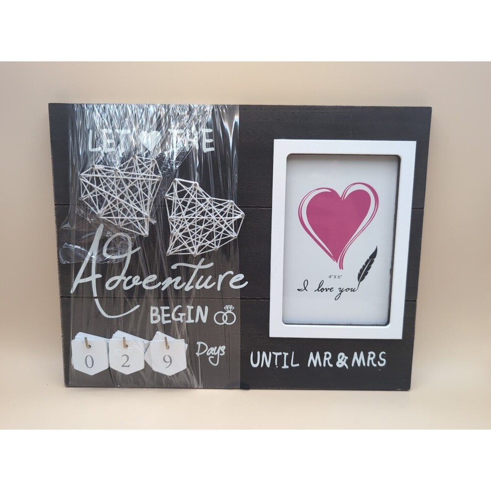Wedding Countdown Frame- “Let The Adventure Begin” Days Until Mr & Mrs- Rustic